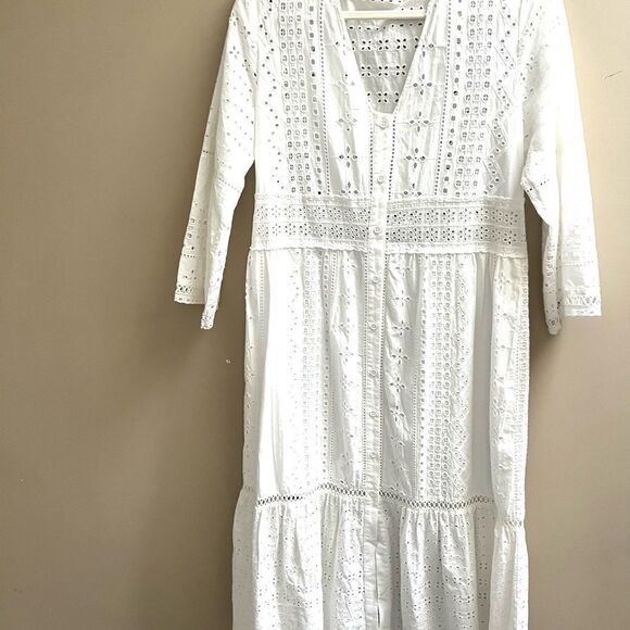 Zara White Eyelet Maxi Dress - Picture 9 of 9